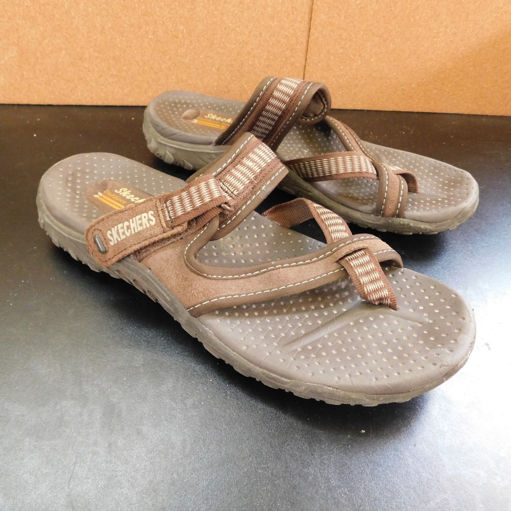 Skechers Outdoor Lifestyle Womens 7 Brown Sandal Shoes Slip On Flip Flops